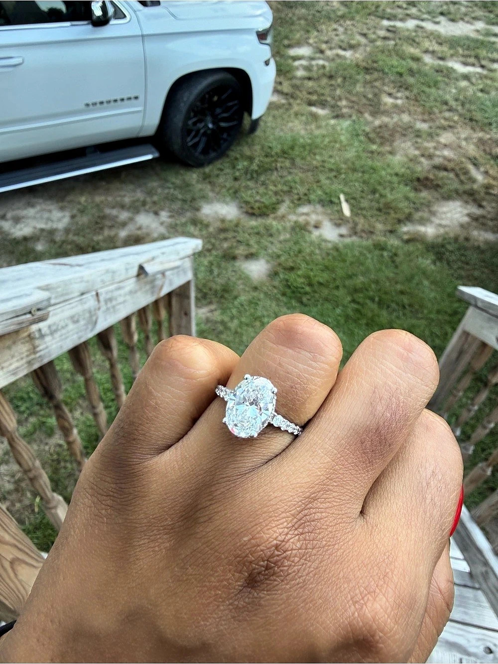 3 1/2 lab grown diamond ring in 14k white gold